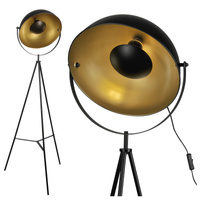 Lampa Podłogowa Oprawa Stojąca E27 Czarna Złota Matylda Sanico Goldlux