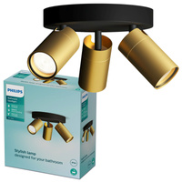 Lampa Sufitowa Reflektor 3x GU10 IP44 Miedziany-Czarny Kosipo Philips