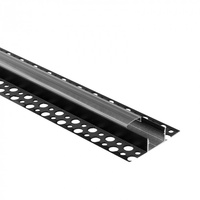 Profil Aluminiowy LED do Płyt GK Gipsowych REGIPS Szeroki Podpłytkowy do Glazury Czarny 1m z Kloszem Przezroczystym do Taśm LED + Zaślepki seria GNS Ecolight