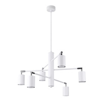 Lampa Sufitowa Wisząca Zwis 6x GU10 Żyrandol Tubularna Biała Nowoczesna Lemmi Sollux