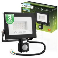 Naświetlacz LED ZUNA2 30W 2700lm 6500K IP44 Czarny Czujnik Ruchu LUMILED