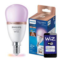 Żarówka LED E14 Kulka P45 4.9W = 40W 470lm 2200-6500K RGB + TW Inteligentna SMART WiFi Bluetooth Aplikacja WiZ Philips