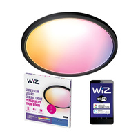 Plafon LED Lampa Sufitowa Natynkowa 22W 2600lm 2700-6500K RGB + TW 42.3cm Czarna Okrągła Inteligentna SMART WiFi Bluetooth Aplikacja Superslim WiZ