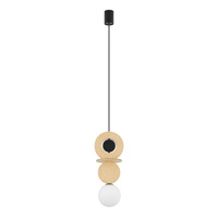 Lampa Sufitowa Wisząca G9 Czarna Drewno Skandynawska DROPS WOOD A 11173 Nowodvorski