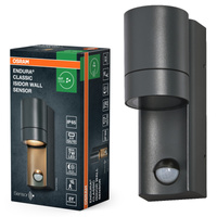 Kinkiet Ogrodowy Lampa Elewacyjna Zewnętrzna GU10 Szary IP65 z Czujnikiem Ruchu i Zmierzchu Endura Osram