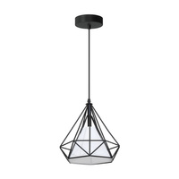 Lampa wisząca sufitowa TRIANGOLO 1x E27 Czarno-biała Metal + tkanina Milagro