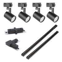 Zestaw Szynowy Szynoprzewód Szyna Listwa 1-Fazowa + 4x Reflektor GU10 Czarna LYNX Sanico Goldlux