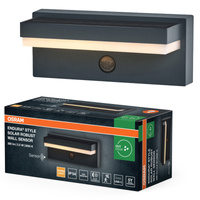 Kinkiet Ogrodowy Lampa Elewacyjna Zewnętrzna LED z Czujnikiem Ruchu i Zmierzchu 2.5W 180lm 3000K Ciepła Szary IP54 Endura Osram