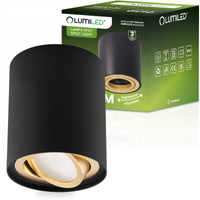 Oprawa Natynkowa HALOGENOWA Spot Tuba Ruchoma AMAT-M GU10 Okrągła CZARNO-ZŁOTA 84mm LUMILED 