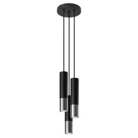 Lampa Sufitowa Oprawa Natynkowa SPOT TUBA 3x GU10 Wisząca Zwis Tubularna Czarna Chrom Nowoczesna Loopez Sollux