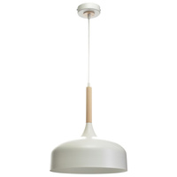 Lampa wisząca TAYLOR 1xE27 Klasyczny Klosz Biała MLP6217 Milagro Metal + Drewno
