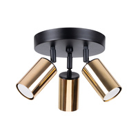Lampa Sufitowa Oprawa Natynkowa SPOT TUBA Reflektor 3x GU10 Plafon Tubularna Czarna Złota Nowoczesna Winx Sollux