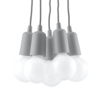Lampa Sufitowa Wisząca Zwis 5x E27 Nieregularna Szara Nowoczesna Diego Sollux