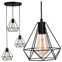 Lampa wisząca sufitowa VIGO O IL MIO geometryczna ZWIS druciana w stylu loft 3x E27 GOLDLUX (Polux)