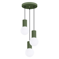 Lampa Sufitowa Wisząca Zwis 3x G9 Okrągła Oliwkowa Nowoczesna Matowa Halo Sollux