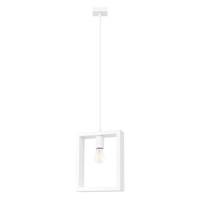 Lampa Sufitowa Wisząca Zwis E27 Żyrandol Kwadratowa Biała Skandynawska Aries Sollux