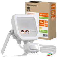 Naświetlacz LED Reflektor Zewnętrzny Lampa 10W 1100lm 3000K IP65 Biały Z Czujnikiem Ruchu i Zmierzchu Floodlight Ledvance