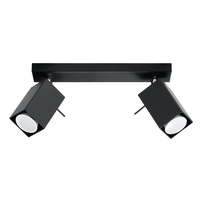 Lampa Sufitowa Oprawa Natynkowa SPOT TUBA Reflektor 2x GU10 Kwadratowa Czarna Nowoczesna Merida Sollux