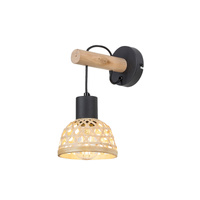 Kinkiet Ścienny Lampa LED E27 Czarny Skandynawski Rattan Rabalux