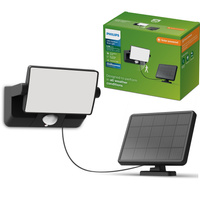Lampa Solarna Naświetlacz Solarny LED 8.2W 1000lm 3000K Ciepła IP44 Czarny z Czujnikiem Ruchu Fyns Philips