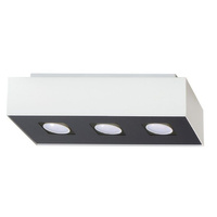 Lampa Sufitowa Oprawa Natynkowa 3x GU10 Prostokątna Biała Czarna Minimalistyczna Mono Sollux
