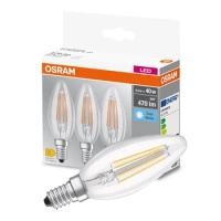 3x Żarówka LED B35 Świeczka E14 4W = 40W 470lm 4000K Neutralna 300° BASE Osram