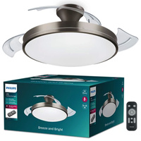 Lampa Sufitowa Plafon z Wentylatorem LED 28+35W 4500lm 2700-5500K Nikiel Atlas Philips