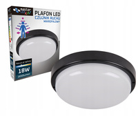 Plafon LED Lampa Oprawa Sufitowa 18W 2700K Neutralna 120° z Czujnikiem Ruchu Czarny IP54 Maks Masterled