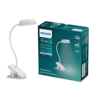 Lampka Biurkowa Stołowa LED DONUTCLIP 3W 4000K Ściemnialna USB Biała z Zaciskiem PHILIPS