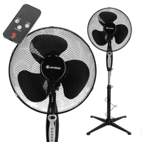 Wentylator Podłogowy Stojący WIATRAK 45W 43cm Czarny + Pilot Sterujący