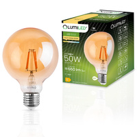 Żarówka Dekoracyjna Kulista LED E27 G95 6W = 50W 660lm 2000K Ciepła 360° Filament LUMILED Globe Amber