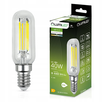 Żarówka LED LODÓWKA E14 T25 4W = 40W 440lm 4000K Neutralna Filament LUMILED