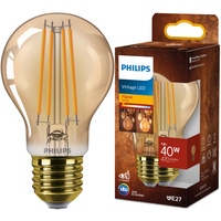 Żarówka LED E27 A60 7W = 40W 470lm 1800K Ciepła 300° FILAMENT Vintage Bursztynowa Decorative Philips