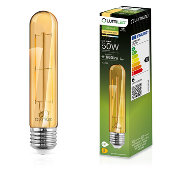 Żarówka LED E27 T30 6W = 50W 660lm 3000K Ciepła 360° Filament LUMILED