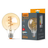 Żarówka LED E27 G95 Kula 4W = 28W 300lm 2200K Ciepła 360° FILAMENT Bursztynowa Ściemnialna Videx