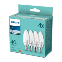 4PAK Żarówka LED E14 B35 4,9W = 40W 470lm 4000K Neutralna Mleczny PHILIPS