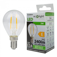 Żarówka LED Kulka P45 E14 2W 240lm 2700K Ciepła FILAMENT Ecolight