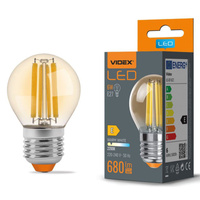 Żarówka LED E27 G45 Kulka 6W = 52W 680lm 2200K Ciepła 360° FILAMENT Bursztynowa Videx