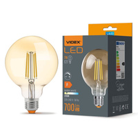 Żarówka LED E27 G95 Kula 7W = 53W 700lm 2200K Ciepła 360° FILAMENT Bursztynowa Ściemnialna Videx