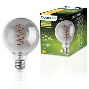 Żarówka Dekoracyjna Kulista LED E27 G95 6W = 50W 420lm 2200K Ciepła 360° Filament LUMILED GLOBE Smokey