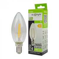 Żarówka LED Świeczka B35 E14 2W 240lm 2700K Ciepła FILAMENT Ecolight