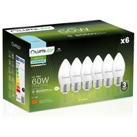 Zestaw 6x Żarówka LED E27 B35 8W = 60W 806lm 6500K Zimna 180° LUMILED