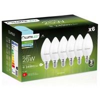 Zestaw 6x Żarówka LED ŚWIECA B35 E14 2,5W = 25W 249lm 6500K Zimna 180° LUMILED