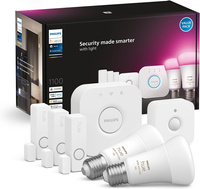 2x Żarówka LED E27 A60 9W = 75W 1100lm 2000-6500K CCT + RGB SMART Inteligentna Bluetooth ZigBee White and Color Ambiance + Mostek BRIDGE + Czujnik Kontaktu Otwarcia/Zamknięcia + Czujnik Ruchu Secure Philips HUE