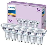 6x Żarówka LED GU10 Reflektor PAR16 3.5W = 35W 255lm 2700K Ciepła 36° EC Multipack Philips