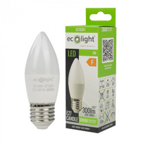Żarówka LED Świeczka B37 E27 3W 270lm 3000K Ciepła Ecolight