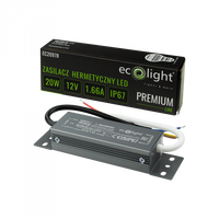 Zasilacz do Taśm LED Hermetyczny 20W 12V 1.66A IP67 PREMIUM Ecolight
