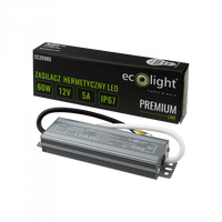 Zasilacz do Taśm LED Hermetyczny 60W 12V 5A IP67 PREMIUM Ecolight